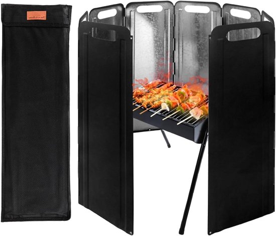 Camping Kookscherm - Opvouwbaar Windscherm - Buiten Koken - Energiebesparend Ontwerp - 120 cm Breed - Zilver