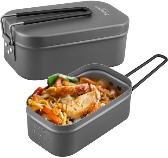 Camping-kookset Mess Tin Lunchbox - Outdoor-pan, opvouwbaar, lichtgewicht, aluminium, 500 ml