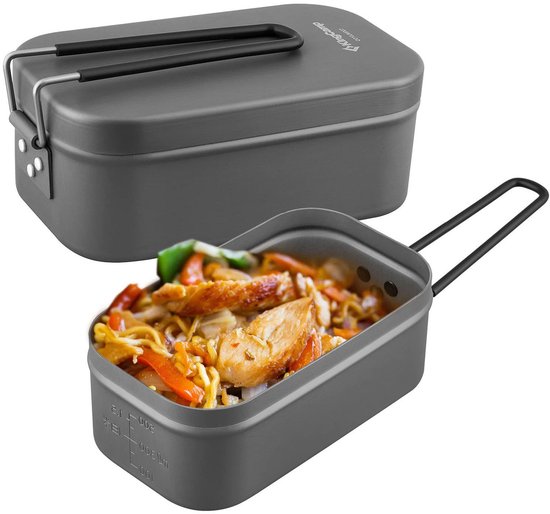 Camping-kookset Mess Tin Set - Outdoor-kooktoestel met opvouwbare aluminium pan 500 ml
