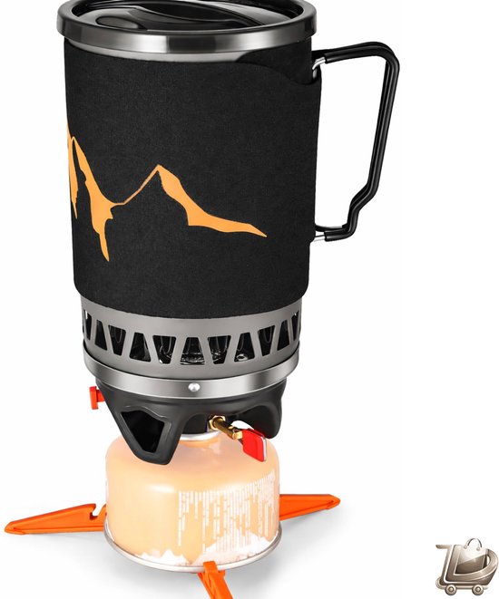 Camping Kookset met Gasbrander - 1,4 L Draagbare Pot - Camping Fornuis Systeem - Voor Wandelen, Trekking, Vissen, Jacht en Noodsituaties van Merkloos