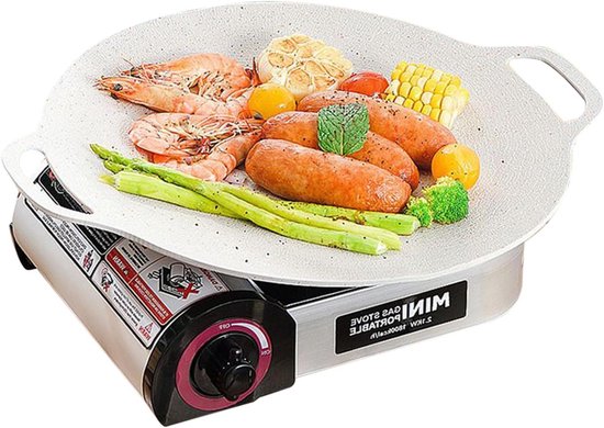 Camping kookstel - Buitenfornuis Grill - Koken op locatie - Gelijkmatige warmte - 24.5 x 17 x 8 cm - Zilver