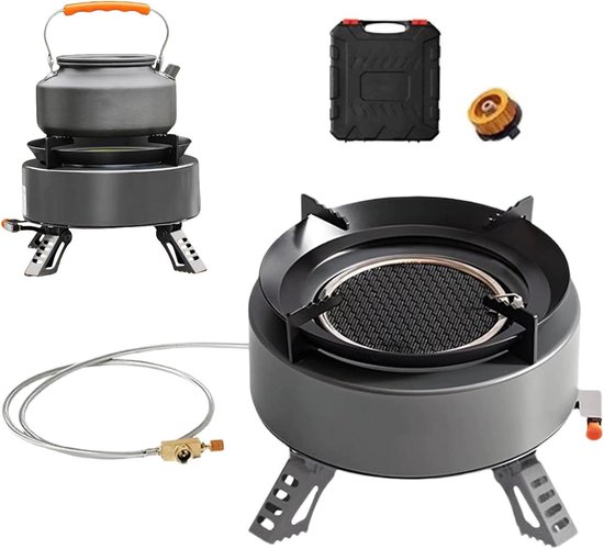 Camping Kookstel - Draagbaar Fornuis - Buiten Koken - Winddicht Ontwerp - 1700 gram - Pistoolgrijs