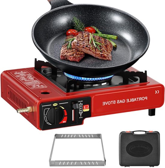 Camping kookstel - Draagbare brander - Avontuurlijk koken - Dubbel brandstofsysteem - 36x28x9.2 cm - Zilver