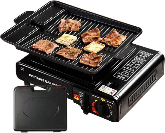 Camping Kookstel - Draagbare Stove - Outdoor Koken - Piezo Ontsteking - 36x30x13 cm - Zwart