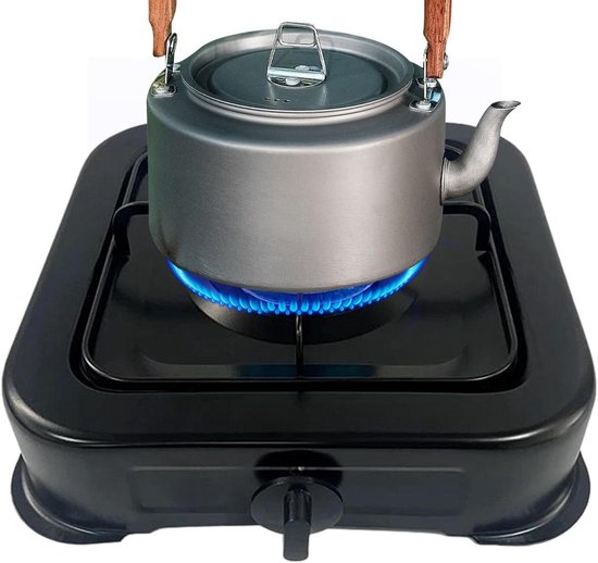 Camping Kookstel - Eenpits Kookplaat - Outdoor Koken - Energiezuinig Ontwerp - 33.1L x 29.2W x 7.6H cm - Zwart