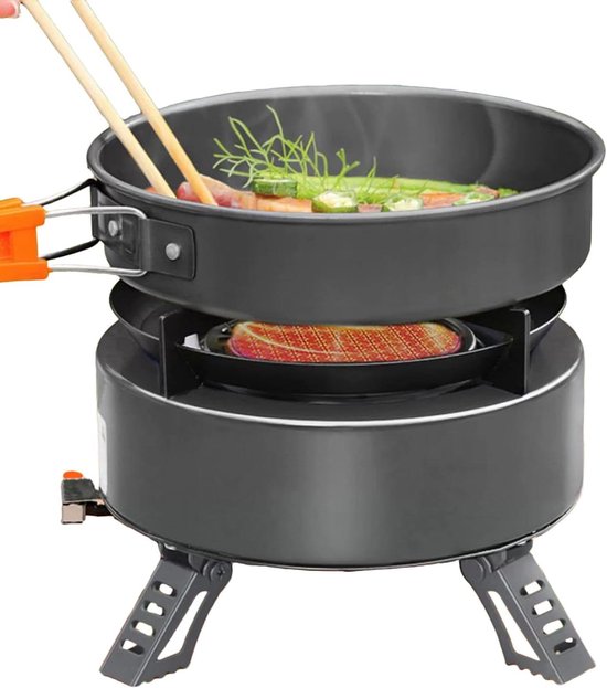 Camping Kookstel - Kampeer Kookstel - Buiten Koken - Windbestendig Ontwerp - 1.7 kg - Zwart
