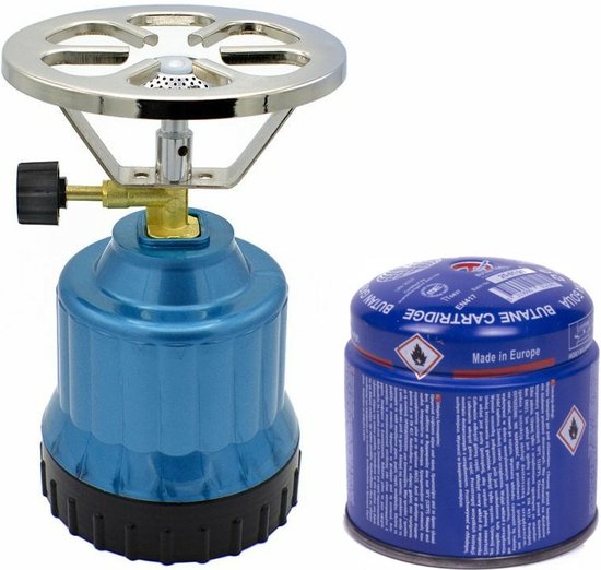 Camping kookstel - kunststof - blauw - incl. gas navulling priktank - 190 gram van Camp