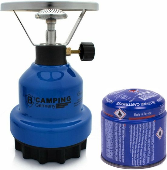 Camping kookstel - metaal - blauw - incl. gas navulling priktank - 190 gram van Campingaz