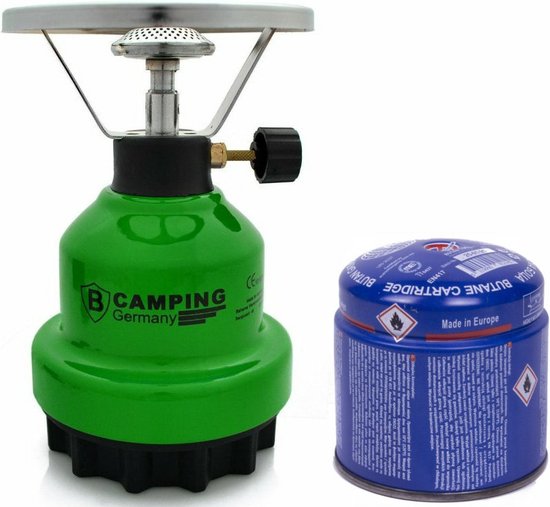 Camping kookstel - metaal - groen - incl. gas navulling priktank - 190 gram van Campmaster