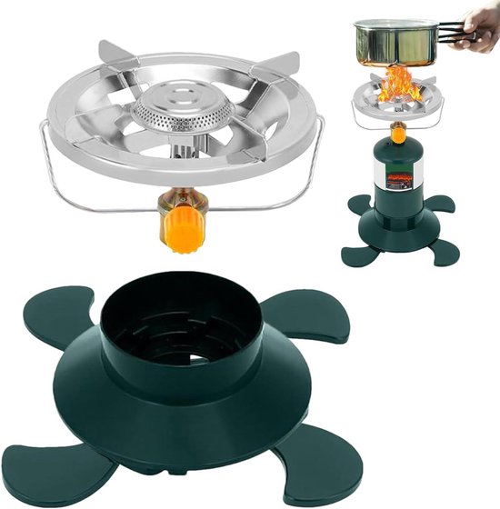 Camping kookstel onderstel - Brander houder - Outdoor koken - Verstelbare stabiliteit - 30 cm uitgevouwen - Zwart