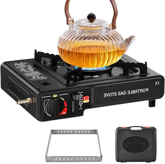 Camping Kooktoestel - Draagbaar Fornuis - Outdoor Koken - Dubbel Brandstofsysteem - 36 x 28 x 9.2 cm - Zwart