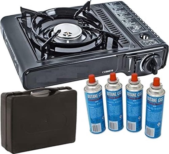Camping Kooktoestel – Draagbaar Gasfornuis 2,2 kW – Incl. 4 × Gaspatronen (227 g) + Koffer – Duits Ontwerp van Blauberg