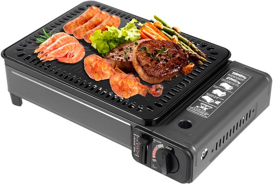 Camping kooktoestel Draagbaar Gasfornuis Camping Grill Gasstel Butaan Grill Stove 41.5*28*11cm van Merkloos