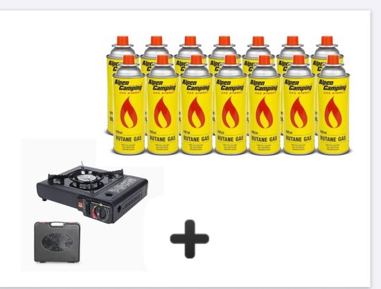 Camping kooktoestel - Draagbaar Gasfornuis - Incl. 12x gasflessen en koffer van Camping
