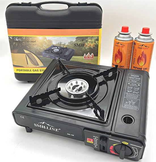 Camping kooktoestel - Draagbaar Gasfornuis - Incl. 2x gasflessen en koffer van FireFriend