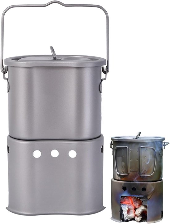 Camping Kooktoestel - Draagbaar Gasstel - Outdoor Koken - Inclusief Pan - Compact Lichtgewicht van Merkloos