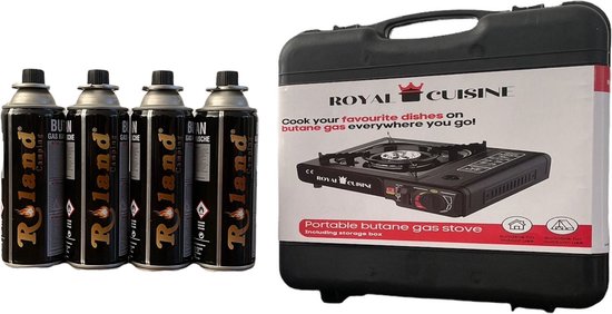 Camping Kooktoestel Draagbaar in koffer | tijdelijk met 8 gratis gaspatronen van Camp