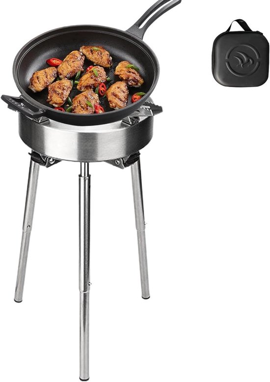 Camping Kooktoestel - Draagbare Brander - Buiten Koken - Dubbele Voorverwarming - 23 x 23 x 15 cm - Zilver