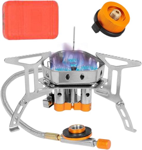 Camping Kooktoestel - Draagbare Brander - Outdoor Koken - Windbestendige Constructie - 2800 W - Zilver