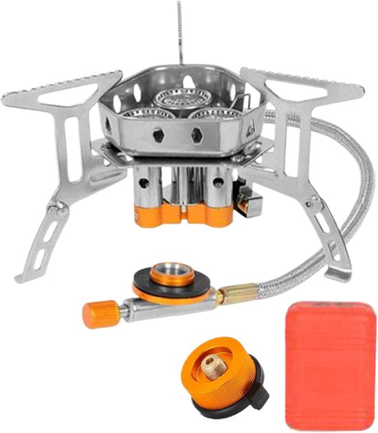 Camping Kooktoestel - Draagbare Brander - Outdoor Koken - Winddichte Structuur - 9x9.5x9 cm - Zilver
