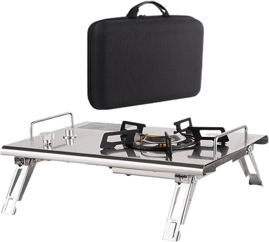 Camping Kooktoestel - Draagbare Brander Tafel - Outdoor Koken - Inklapbaar Ontwerp - 415 x 29 x 105 cm - Zilver