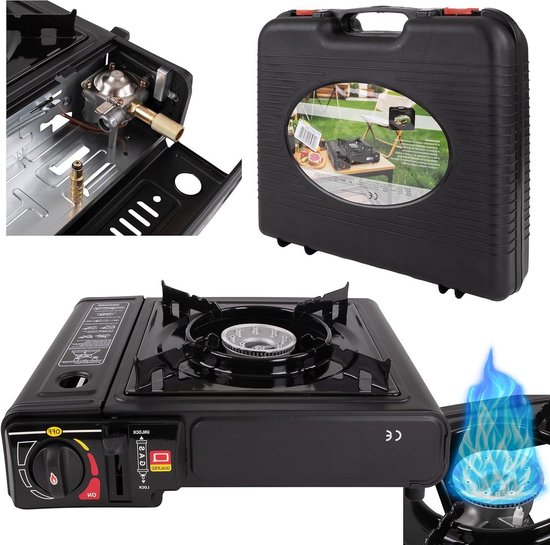 Camping Kooktoestel - Draagbare Gasbrander - Buiten Koken - 2-in-1 Gas Flexibel - 2500 Watt - Zwart