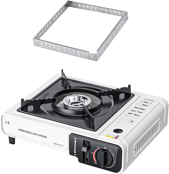 Camping Kooktoestel - Draagbare Gasbrander - Outdoor Koken - Winddicht Ontwerp - 34 x 26 x 82 cm - Zilver