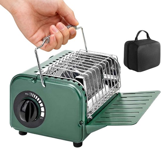 Camping Kooktoestel - Draagbare Verwarming - Buiten Koken - Instelbare Vlamregeling - 1200 W - Kaki Groen
