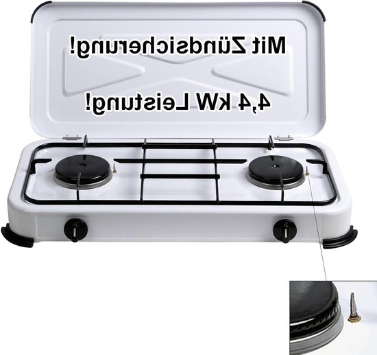 Camping Kooktoestel - Dubbele Brander - Buiten Koken - Met Ontstekingsbeveiliging - 3.2 kg - Wit