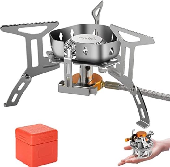 Camping Kooktoestel - Gasbrander Lichtgewicht - Outdoor Koken - Winddicht Piëzo Ontsteking - Compact Opvouwbaar van Merkloos