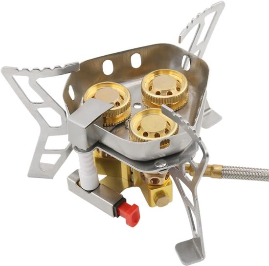 Camping Kooktoestel - Gastoestel Rugzak - Koken Buiten - Winddicht 3 Kern - 15 x 15 x 12 cm - Zilver