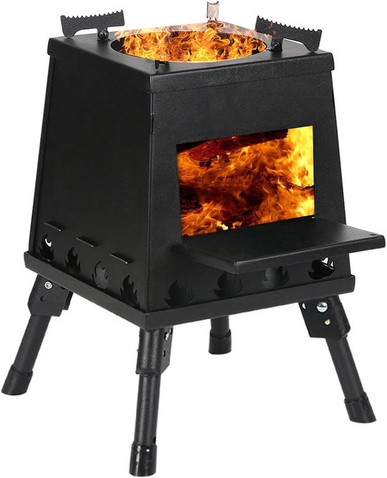 Camping kooktoestel - Houtbrander picknick - Buiten koken - Opvouwbaar ontwerp - 22 x 22 x 19 cm - Zilverkleurig