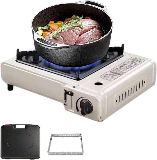 Camping Kooktoestel - Kampeer Kookfornuis - Buiten Koken - Draagbaar Cassette Model - 34x26x8.5 cm - Zwart