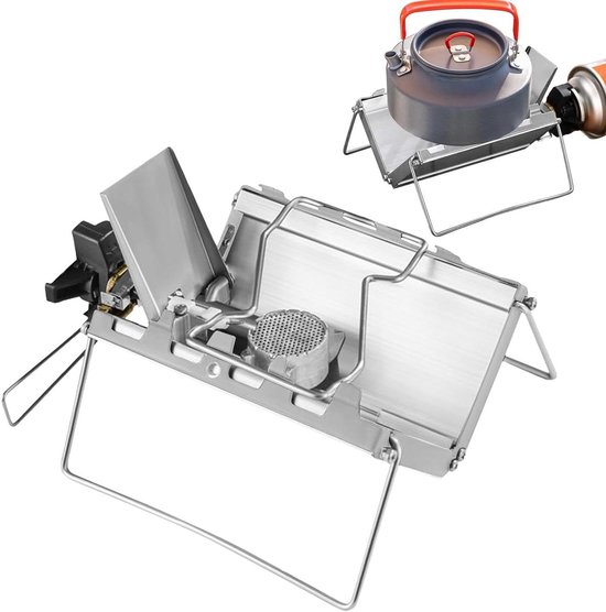 Camping Kooktoestel - Kampeerfornuis Outdooroven - Buiten Koken - Robuuste Roestvrij Staal - 17L x 10B x 5H cm - Zilver