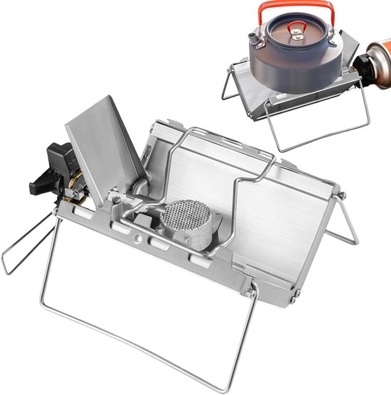 Camping kooktoestel - Opvouwbaar fornuis - Buiten koken - Hoge warmteafgifte - 17 x 10 x 5 cm - Zilverkleurig