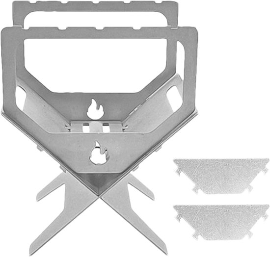 Camping Kooktoestel - Opvouwbare Stove - Buiten Koken - Lichtgewicht Titanium - 15x12x5 cm - Zilver