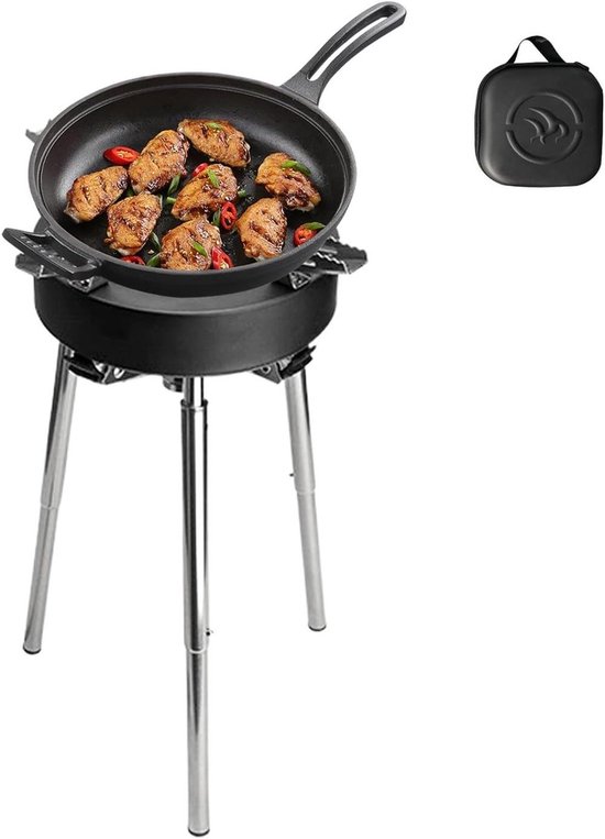 Camping Kooktoestel - Outdoor Brander - Buiten Koken - Windproof Ontwerp - 15 cm Hoog - Zilver