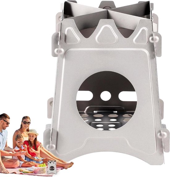 Camping Kooktoestel - Outdoor Oven - Buiten Koken - Inklapbaar Roestvrij Staal - 16 cm Hoog - Zilverkleurig