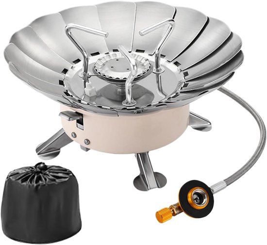 Camping Kooktoestel - Roestvrijstalen Brander - Outdoor Koken - Piëzo Ontsteking - 13.5 cm Hoog - Zilver van Camping