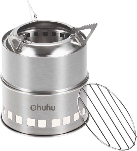 Camping kooktoestel RVS lichtgewicht houtkachel multi brandstof inklapbaar compact 0,9 kg