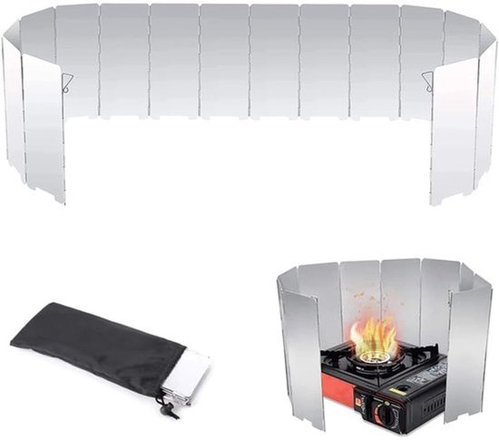 Camping Kooktoestel Windscherm 10 Stukken Vouwbaar Aluminium Windbescherming Vouwbare Windbescherming voor Gasfornuis Platen Aluminium Windscherm voor BBQ Picknick Kampeeruitrusting met van Merkloos