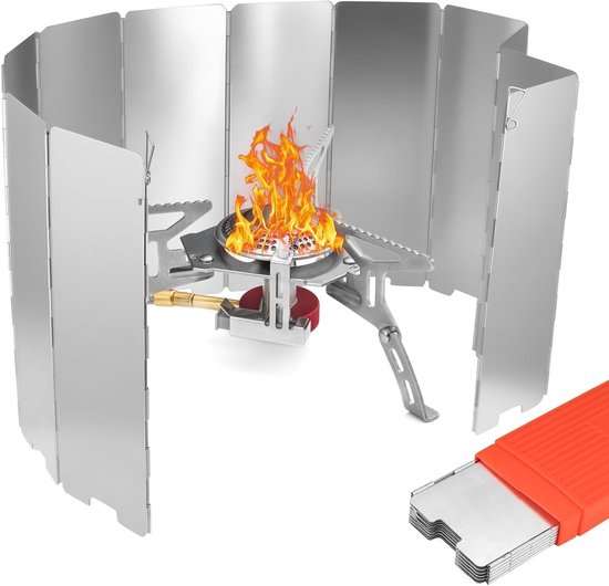 Camping Kooktoestel Windscherm Set met 12 Aluminium Platen voor Buiten, Kamperen en Motorhome, Inclusief Opbergdoos van Merkloos