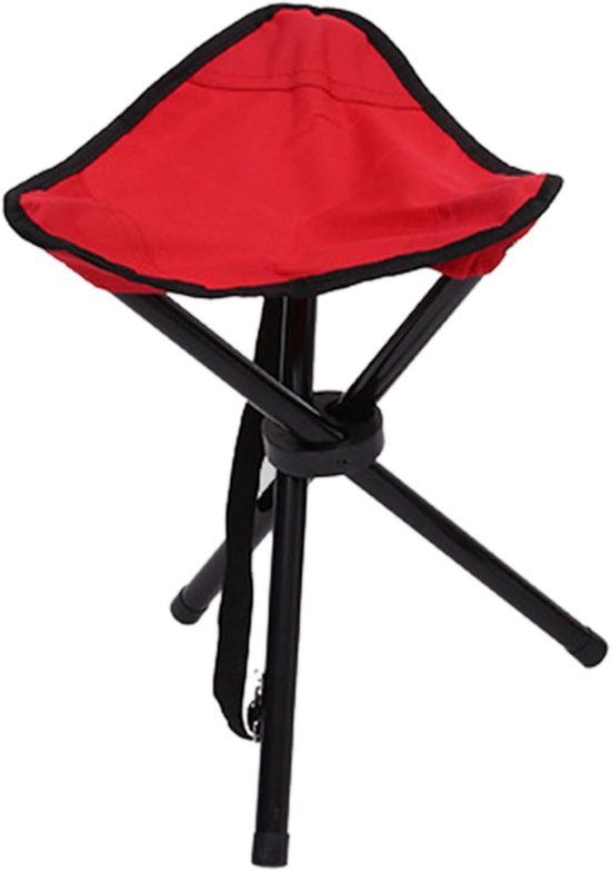 Camping Kruk - Opvouwbaar Zitje - Outdoor Activiteiten - Triangular Stabiliteit - 38 cm Hoog - Rood van Camping