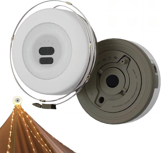 Camping Lamp - Camping Lichtsnoer 10 Meter - Oprolbaar - Kampeerlamp - Waterproof Ipx4 - Oplaadbaar - Tentlamp - Lichtsnoer - Lampjes - Lampenslinger - Campinglamp Oplaadbaar Met USB C van Camping
