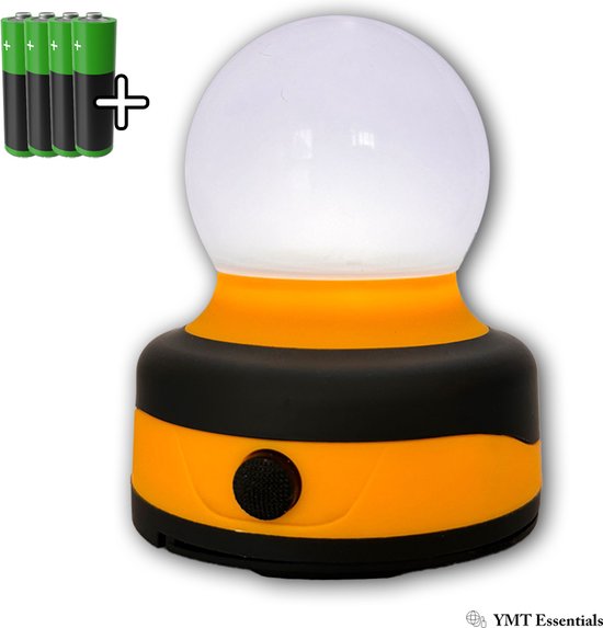 Camping lamp - Werkplaats lamp- Tent lamp - Incl batterijen - Led - Haak - Geel - Magneet - Wit licht- Fel van Merkloos