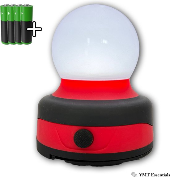 Camping lamp - Werkplaats lamp- Tent lamp - Incl batterijen - Led - Haak - Rood - Magneet - Wit licht- Fel van Camp
