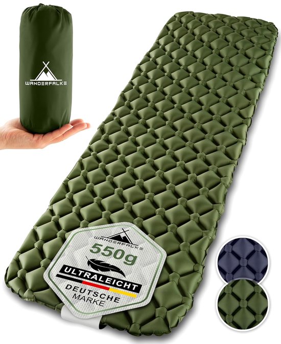 Camping luchtmatras - ultralicht en comfortabel - 1 stuk - groen - 190 x 66 x 6 cm van Camping