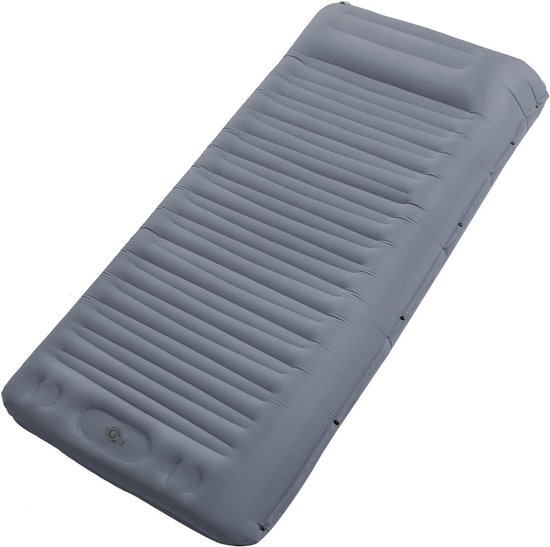Camping Matras met Kussen - Opvouwbaar Matras - Vouwmatras - Camping Matje - Slaapmat - Logeer Matras - Luchtmatras - Kampeer Matras - Camping Bedje - Nylon/TPU - 200 × 76 × 14 cm - Lichtgrijs - van Imperatoris