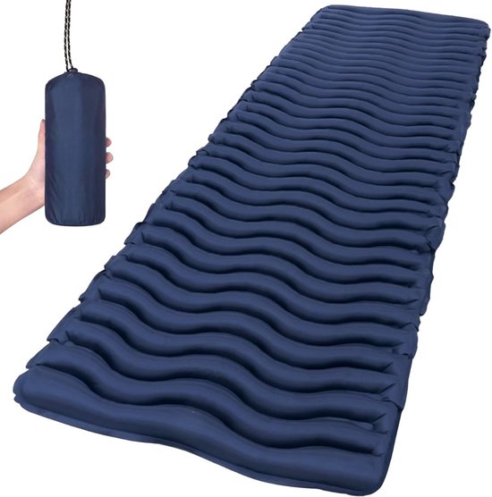 Camping Matras met Kussen - Opvouwbaar Matras - Vouwmatras - Camping Matje - Slaapmat - Logeer Matras - Luchtmatras - Kampeer Matras - Camping Bedje - TPU - Tot 200 kg - 18.8 cm - Marine - van Imperatoris van Merkloos