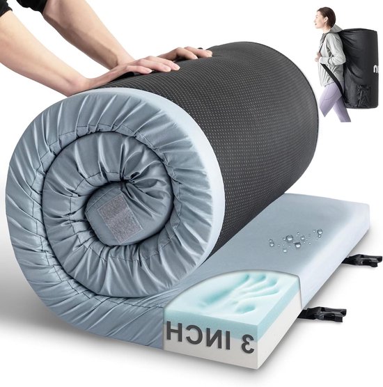 Camping Matras - Schuim Slaapmat - Comfortabel Kamperen - Waterdicht Geheugenschuim - 190 x 76 cm - Blauw van Merkloos